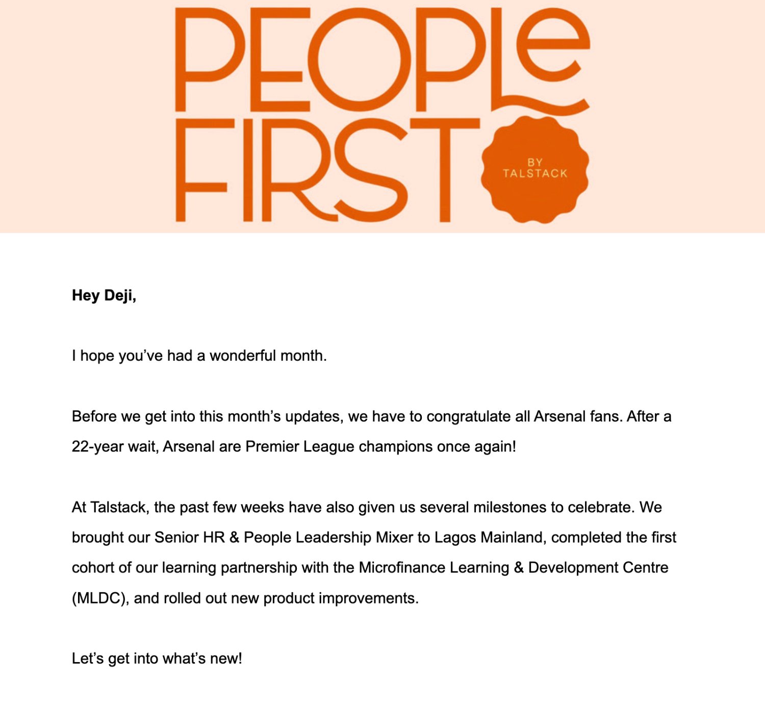 Talstack newsletter