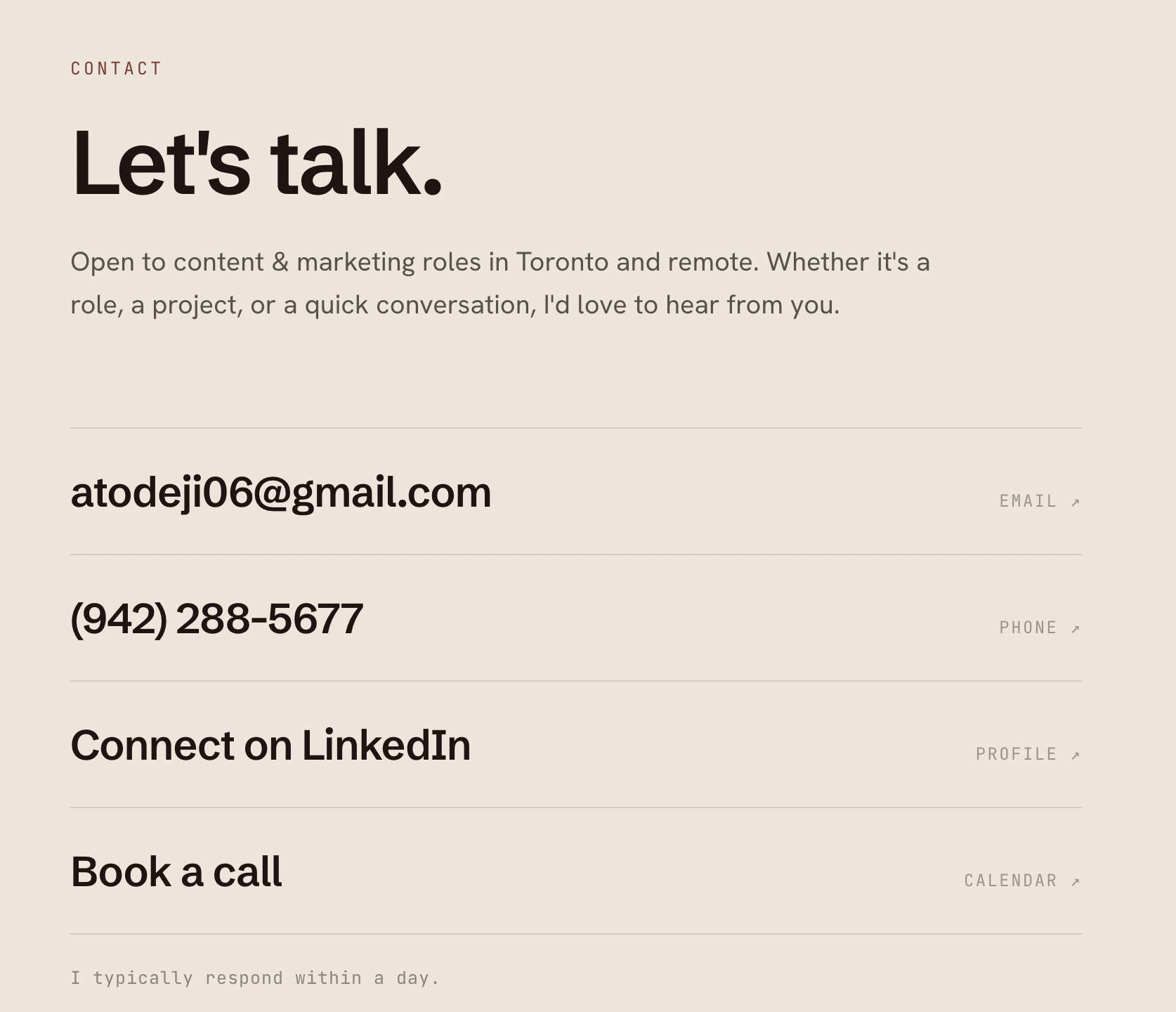 Portfolio — Contact