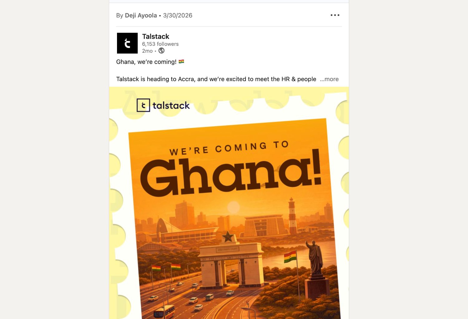 Talstack LinkedIn post